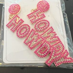 Pink 'Howdy' 2” dangling Earrings